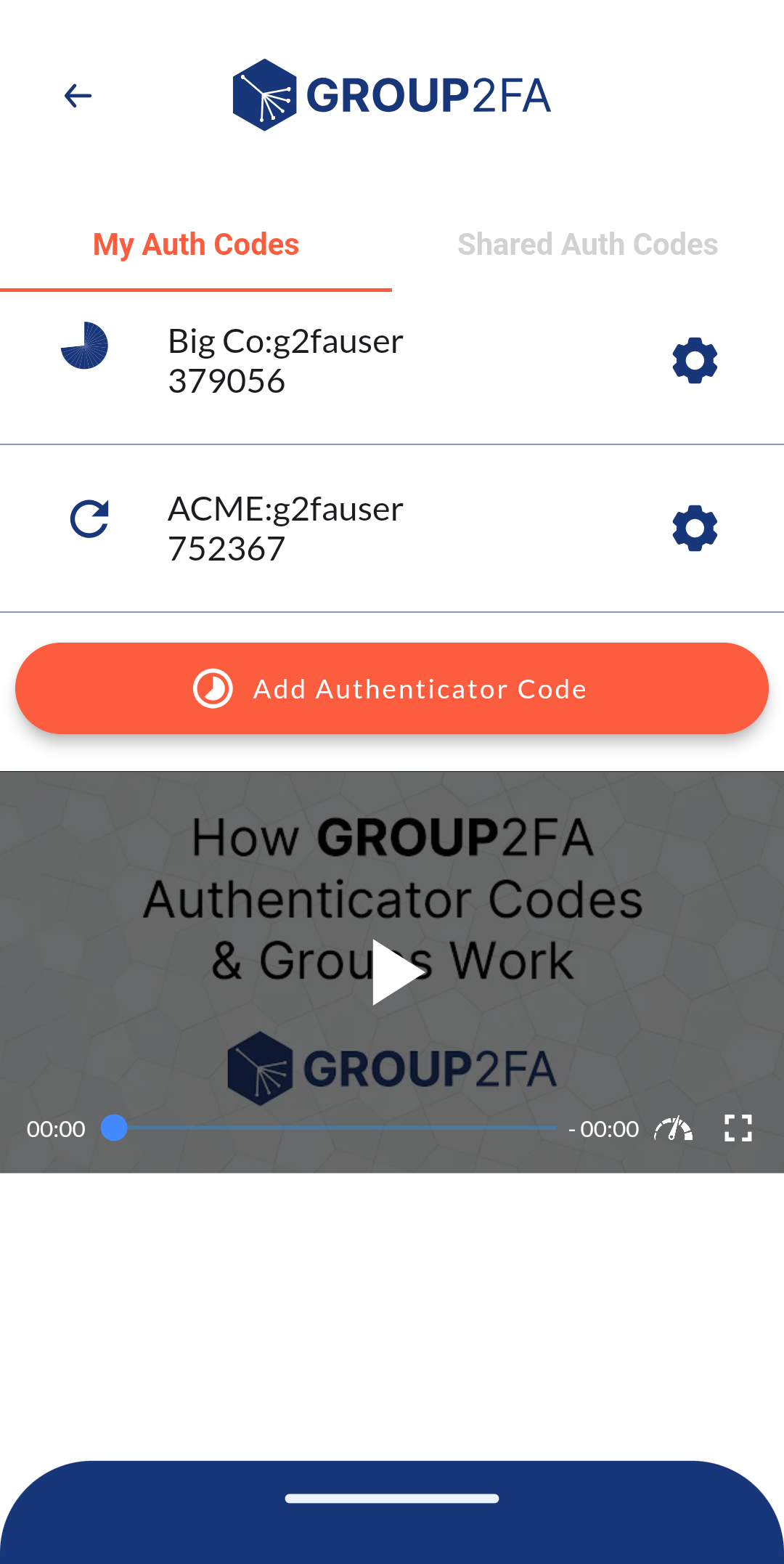 App Auth Code Management